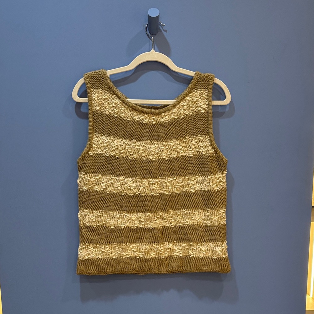Gold and Cream Striped Women's Tank Top